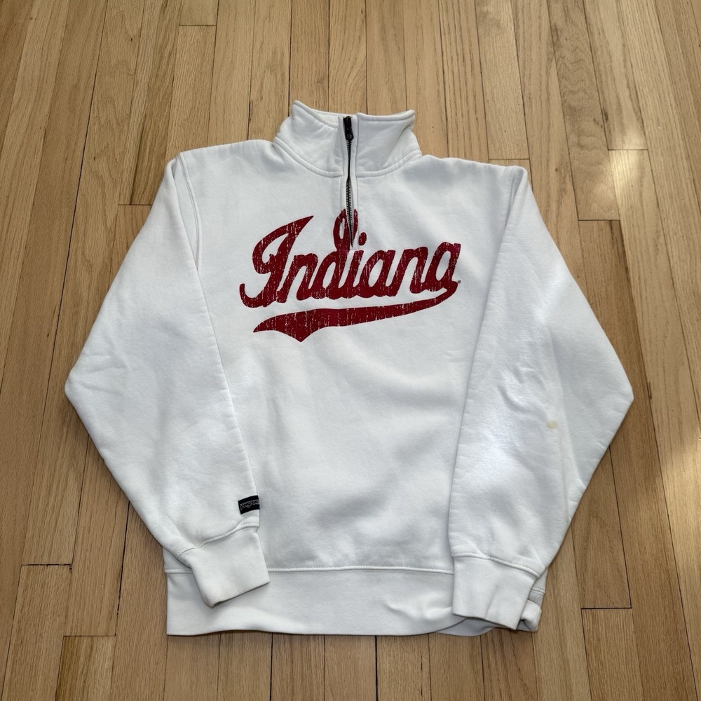 Vintage Indiana State Hoosiers Jansport Sweater Adult Small Script Logo 1/4 Zip